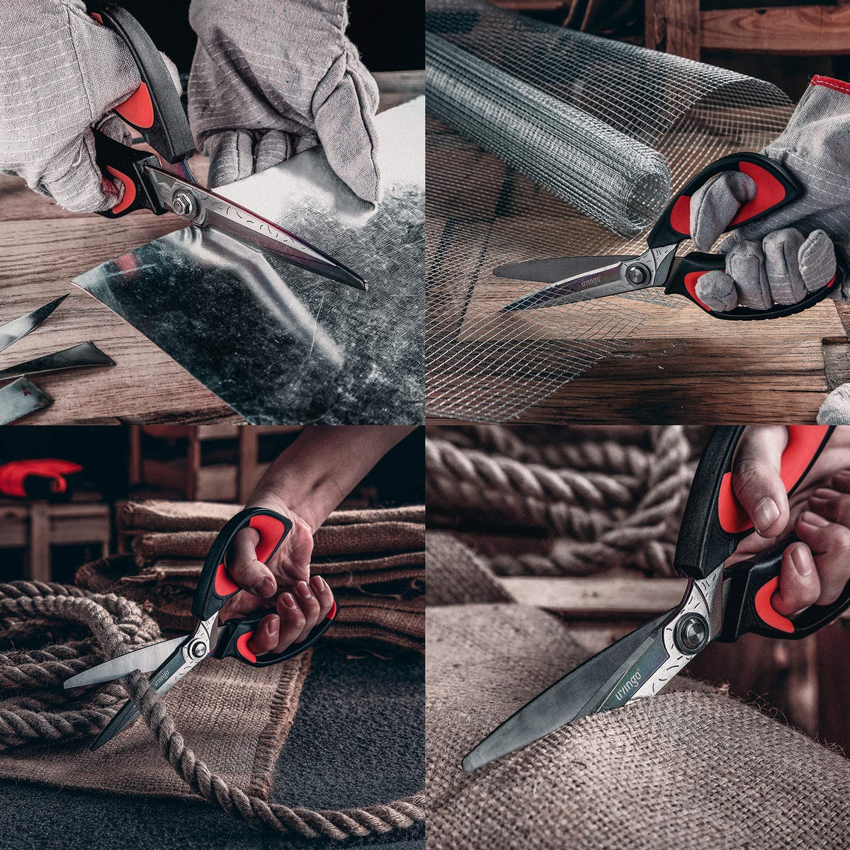 LIVINGO heavy duty scissors ergonomic grip for comfortable long use