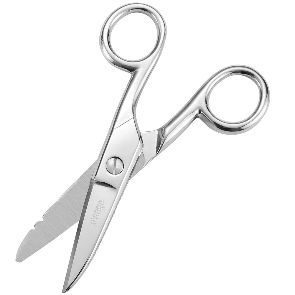 LIVINGO Electrician Scissors anti-rust nickel-plated blades endure daily use.