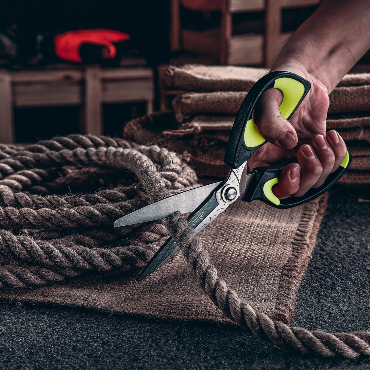 LIVINGO Heavy Duty Scissors dense forged steel design enhancing durability.