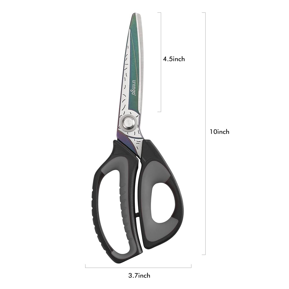 LIVINGO scissors ergonomic handle demonstrates comfortable, non-slip grip for precise cuts