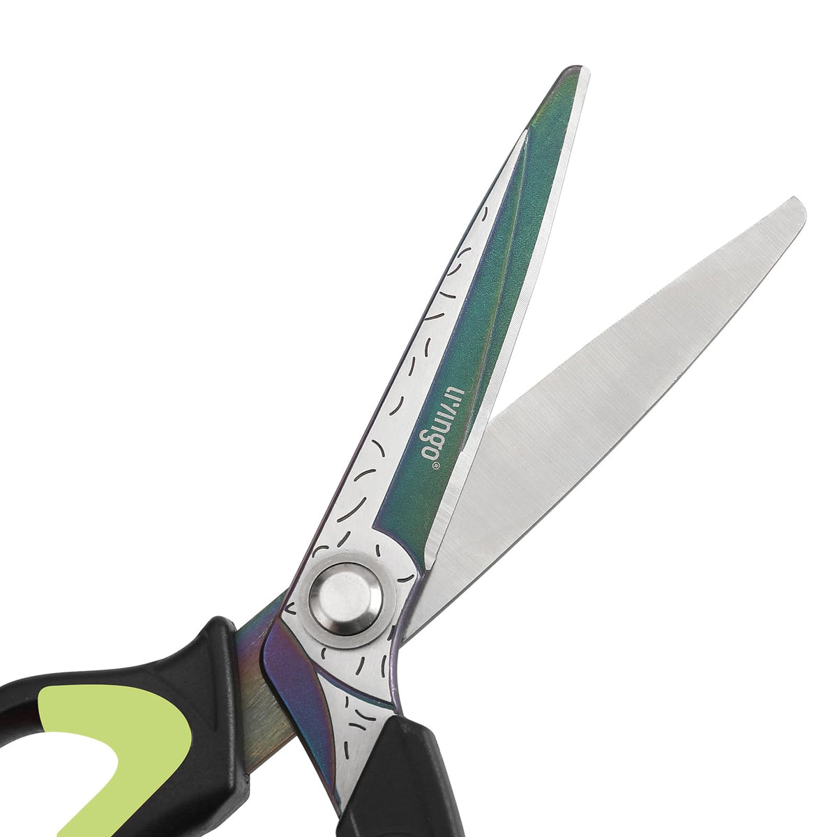 LIVINGO Heavy Duty Scissors ergonomic handle for reduced fatigue and better control.