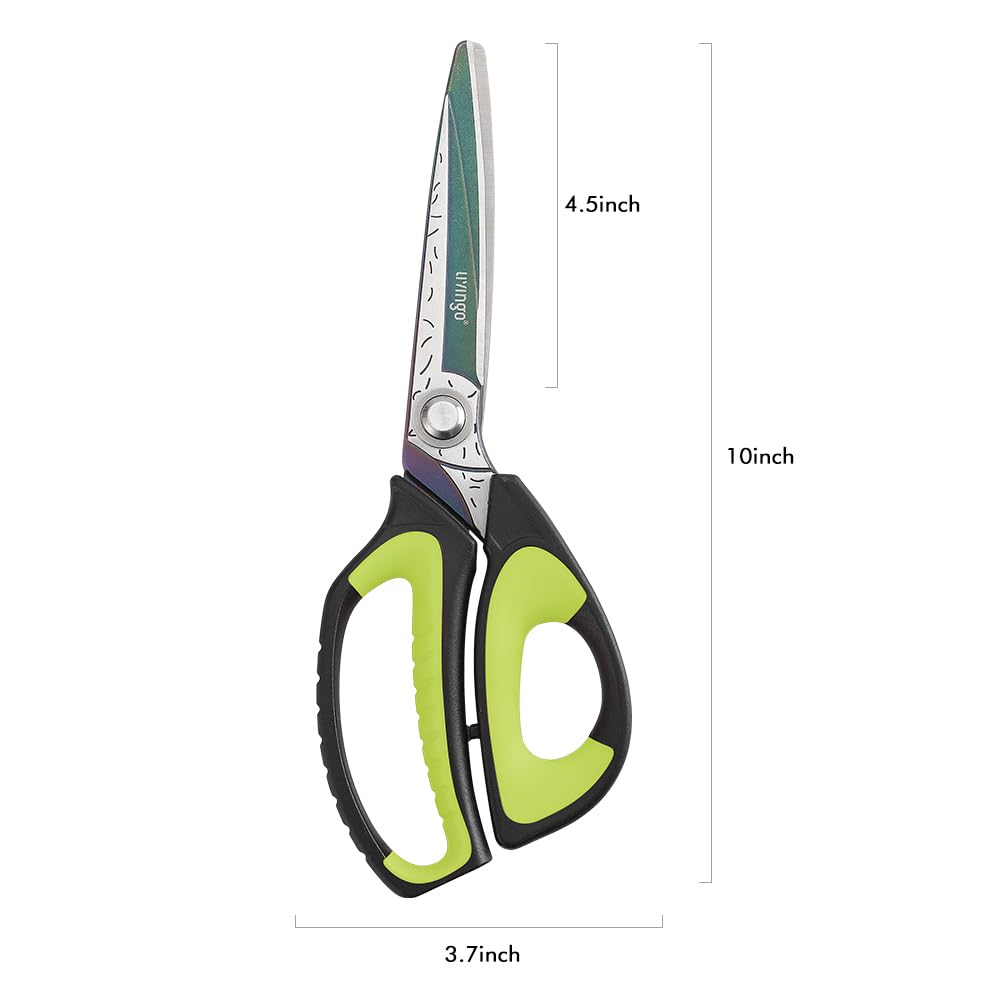 LIVINGO Heavy Duty Scissors titanium-coated blades for lasting sharpness during tough tasks.