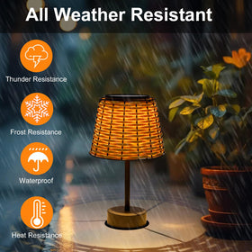 Livinlarge solar lamp at dusk delivering a gentle glow for outdoor spaces