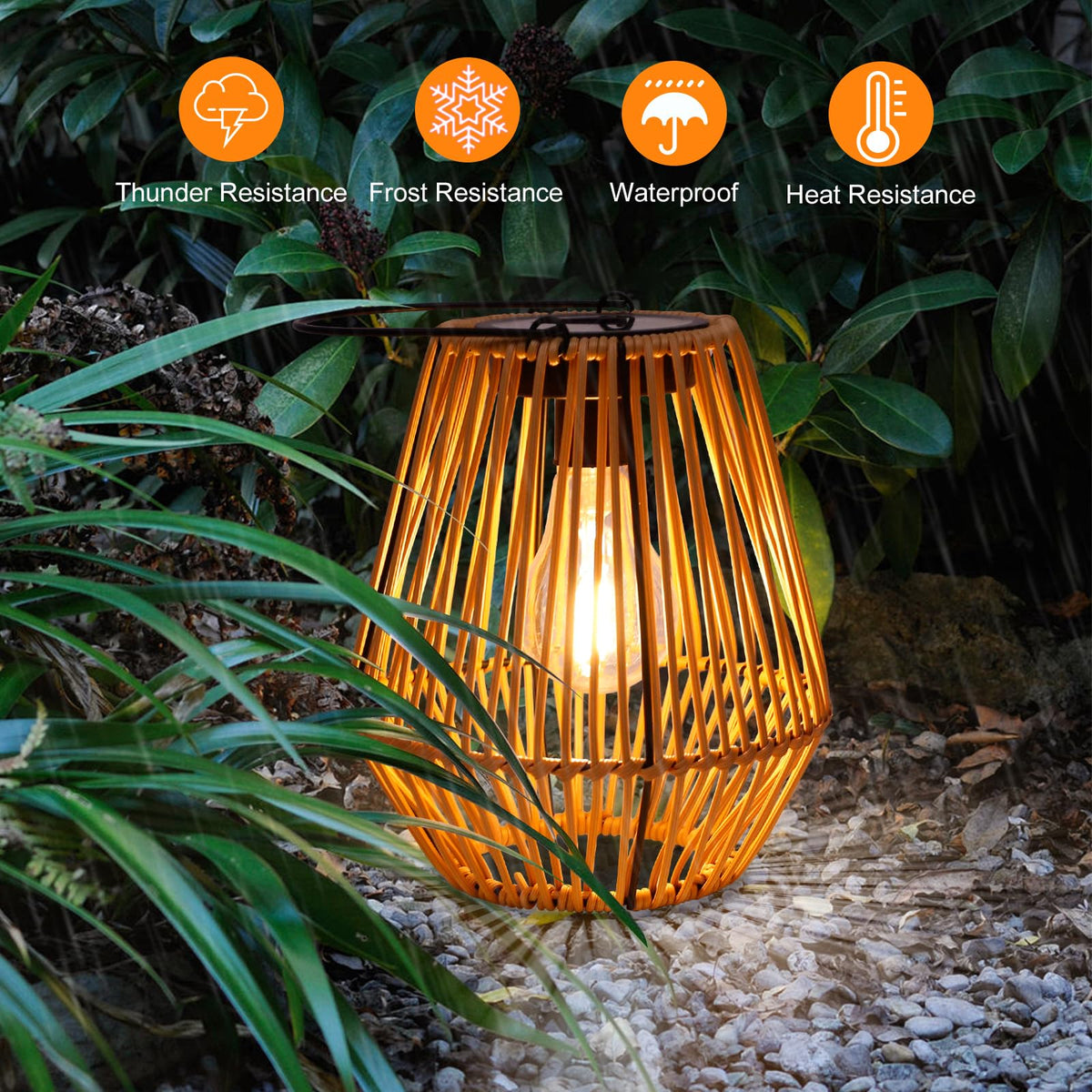 Livinlarge solar lantern garden decor creates a charming focal point for yard and pathway.