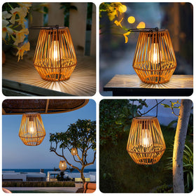 Livinlarge solar lantern LED warm glow provides soft evening illumination for outdoor spaces.