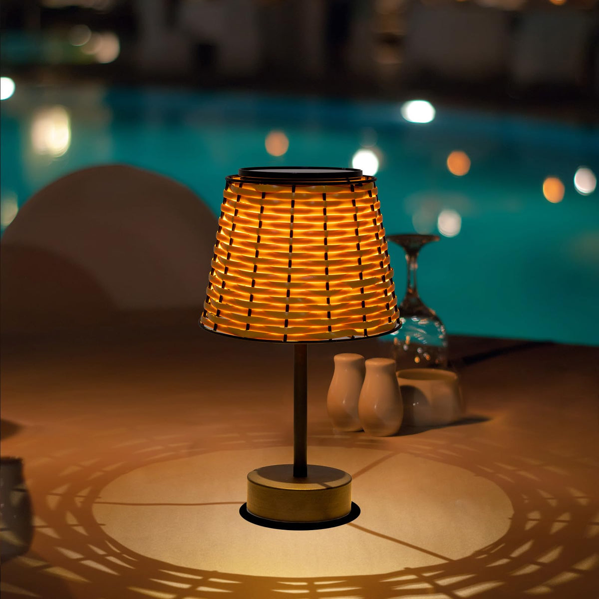 Livinlarge solar table lamp waterproof IP44 suitable for garden paths and patios