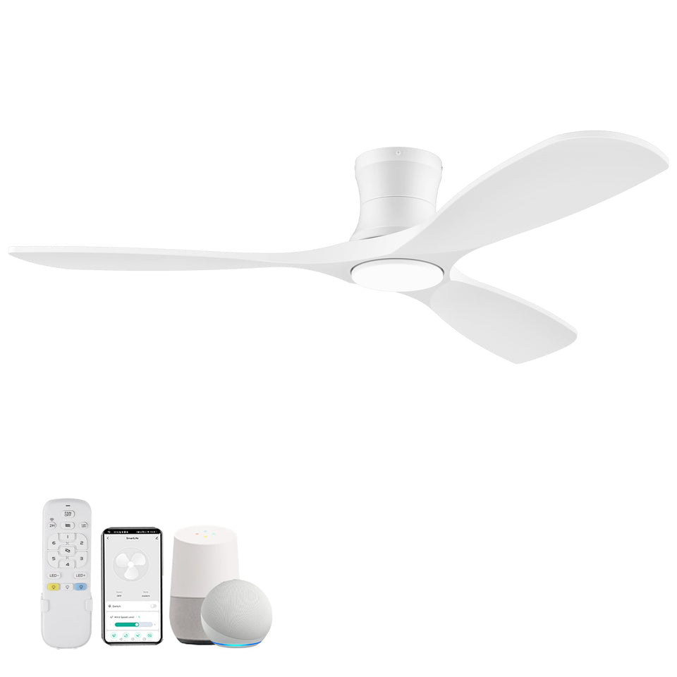 Livory 52-inch wood-blade ceiling fan front view for improved air flow and style.
