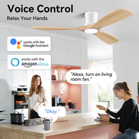 Livory Alexa-enabled ceiling fan with remote control for hands-free operation.