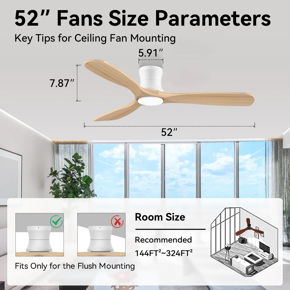 Livory wet-rated outdoor-capable fan for covered spaces.