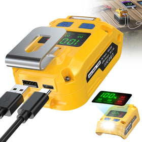 LIVOWALNY 100W USB Battery Adapter connected to a Dewalt 20V battery for fast charging