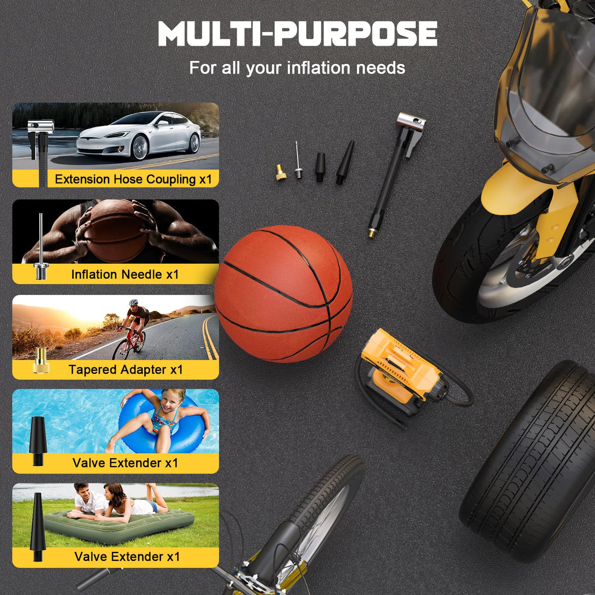 LIVOWALNY 160 PSI capability enables versatile inflating tasks for smaller vehicles.