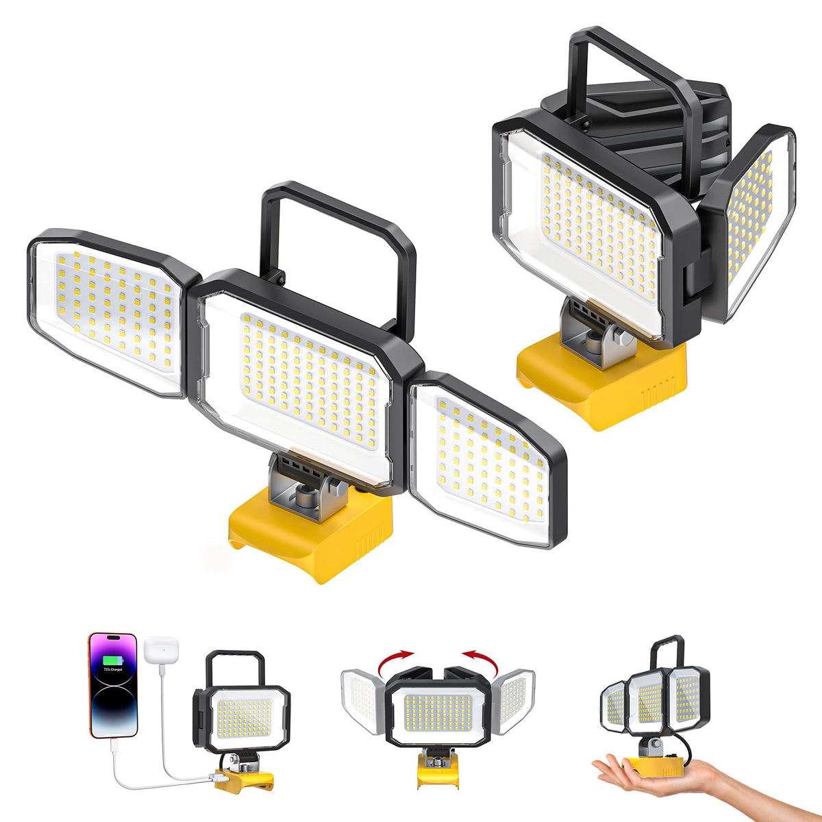 LIVOWALNY 2-piece LED work light pack for flexible job-site lighting
