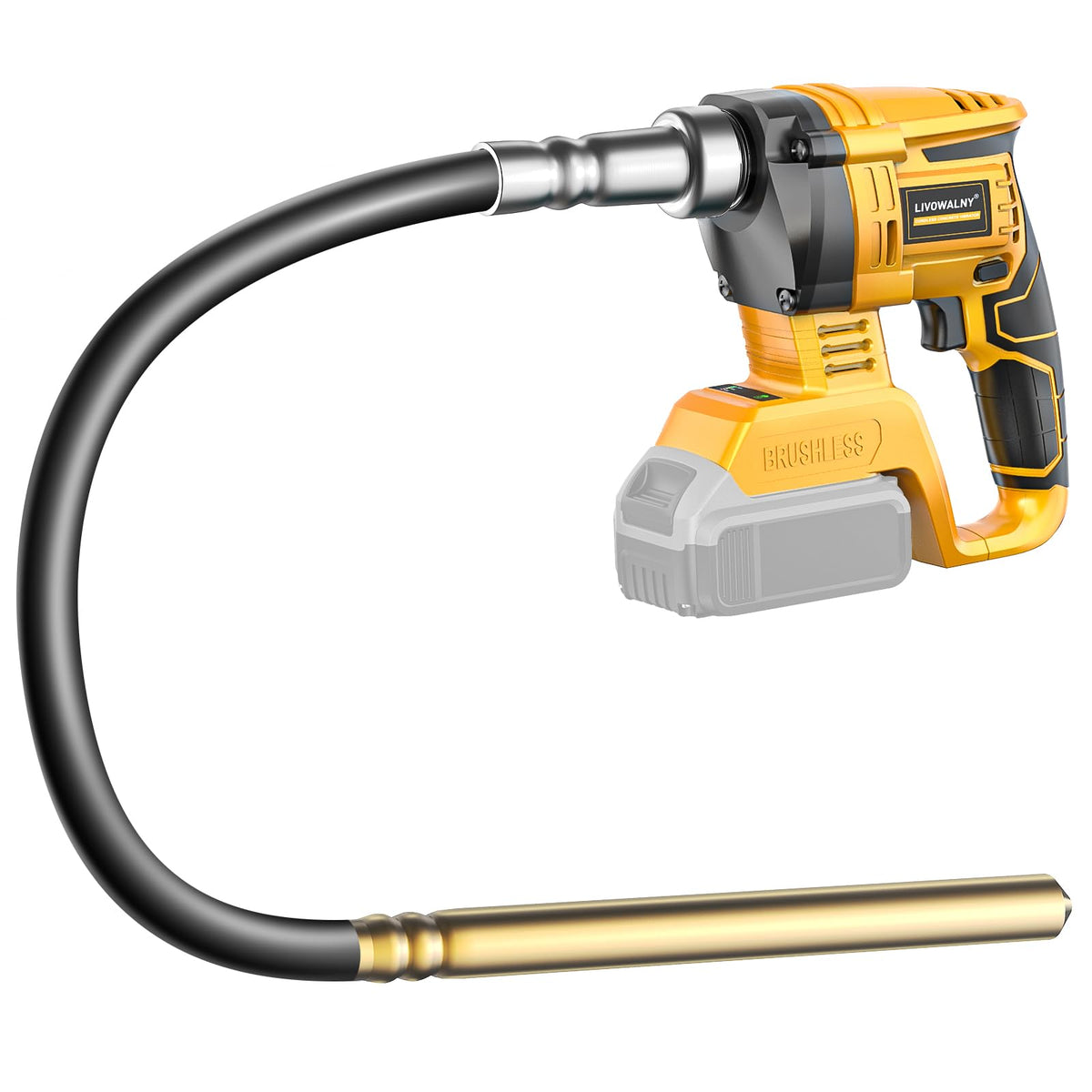 LIVOWALNY concrete vibrator 600W achieving bubble-free pours.