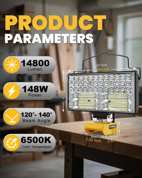 LIVOWALNY LED work light with 14800 lm brightness for demanding tasks.