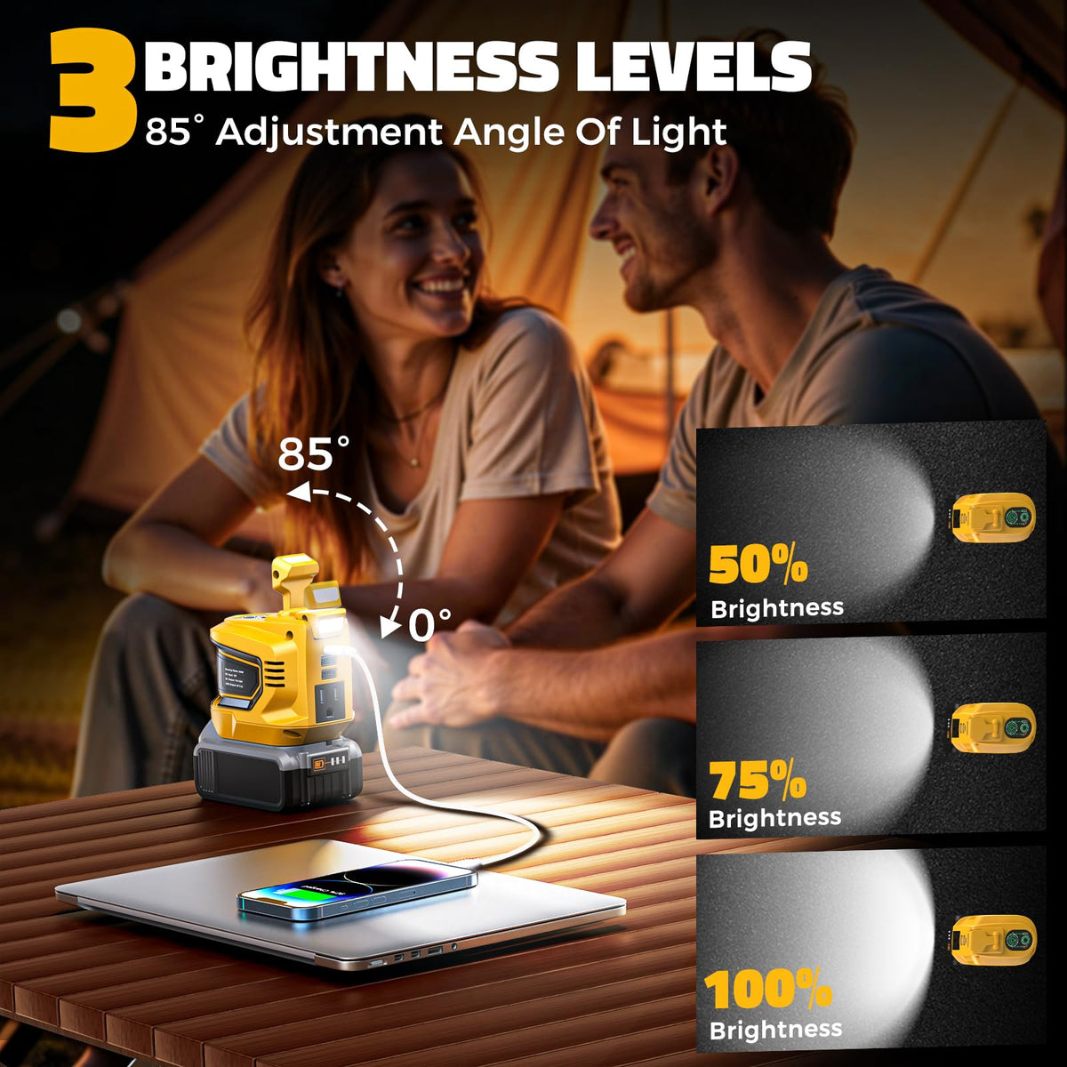 LIVOWALNY LED work light with adjustable brightness for tasks