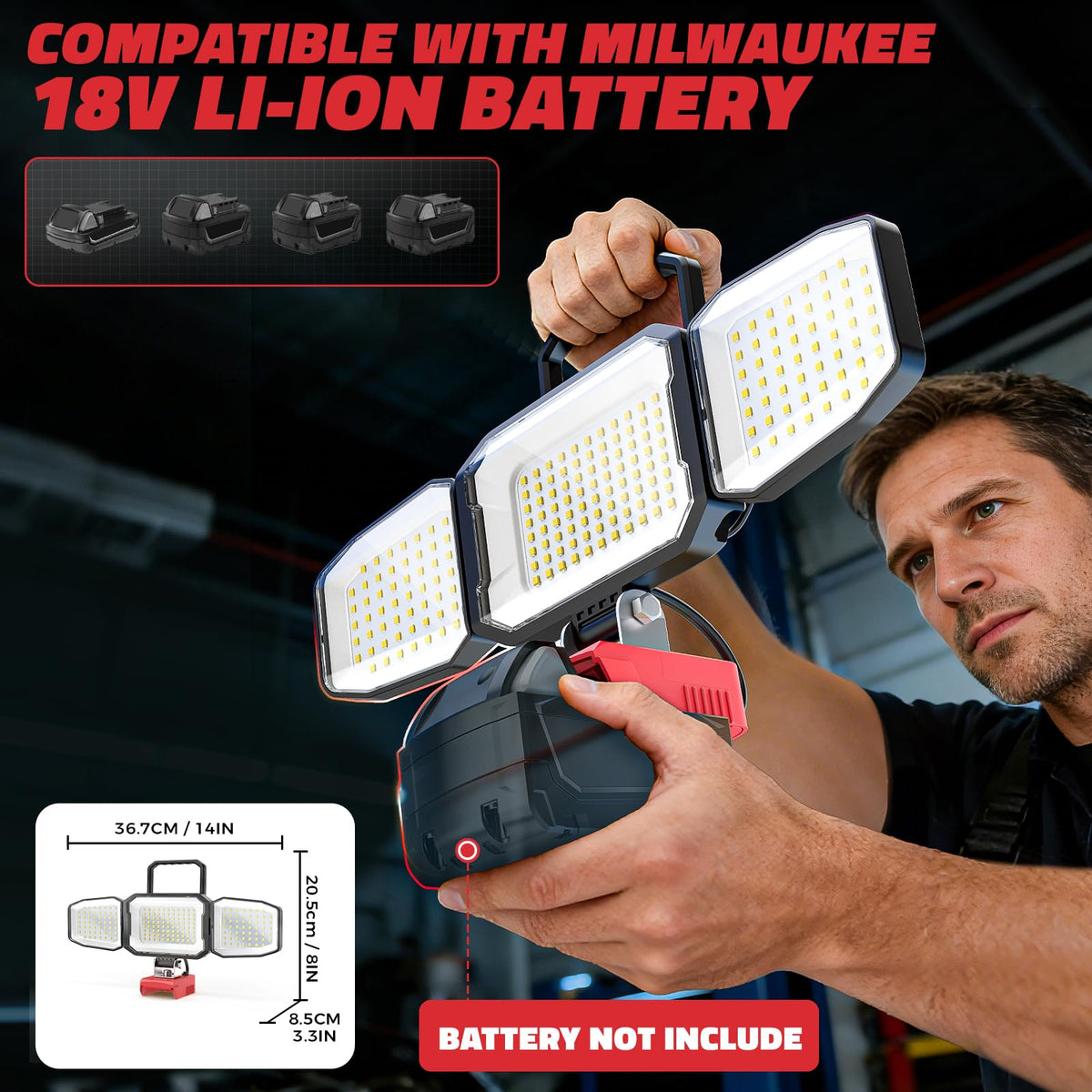 LIVOWALNY work light shows adjustable side heads for flexible lighting angles.