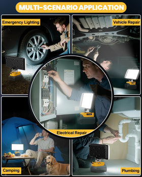 LIVOWALNY LED work light includes a battery-removal reminder for safe storage.