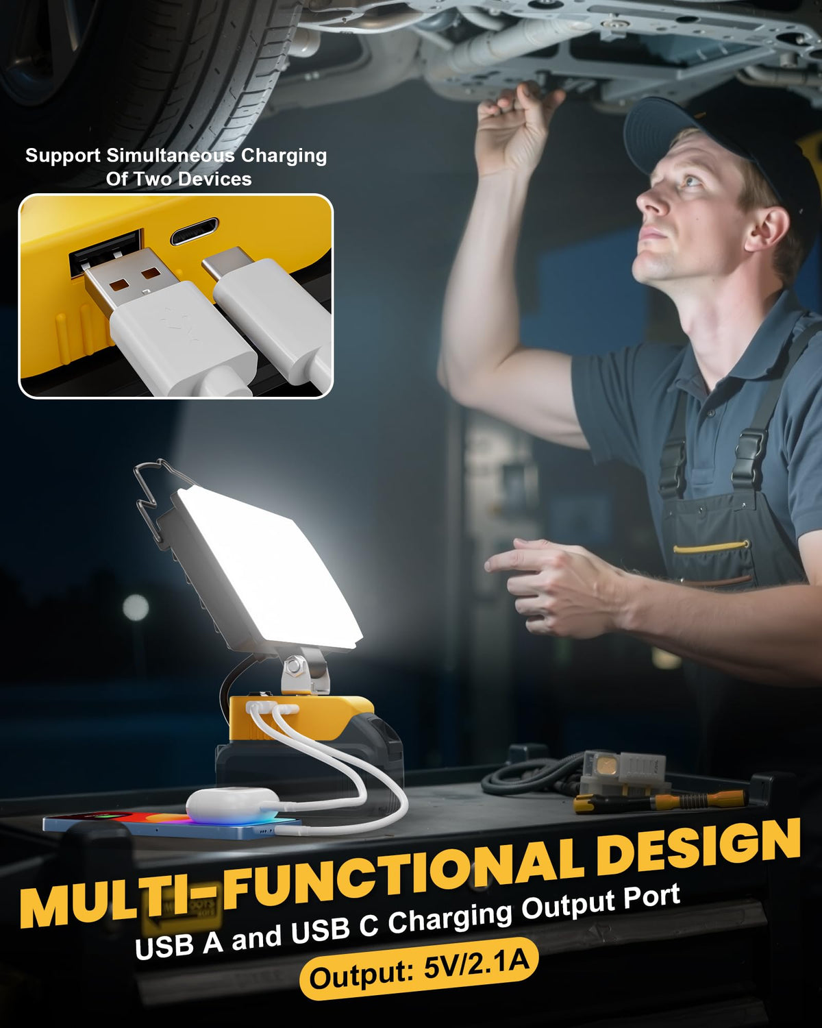 LIVOWALNY LED work light uses energy-efficient LED technology to save power.
