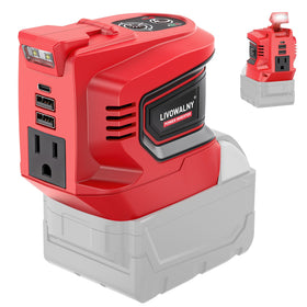LIVOWALNY Milwaukee 18V inverter front view highlighting compact compatibility for outdoor use