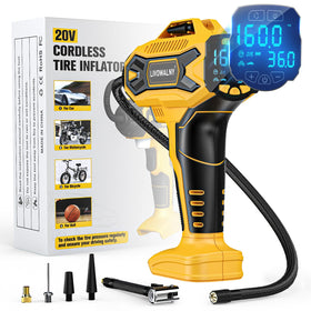 LIVOWALNY tire inflator with Dewalt 20V compatibility, portable power on the go.
