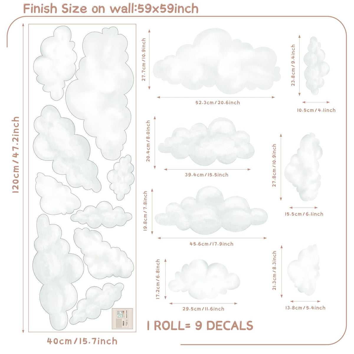 Liwo peel-and-stick cloud decals on nursery walls simplify kid-friendly decor