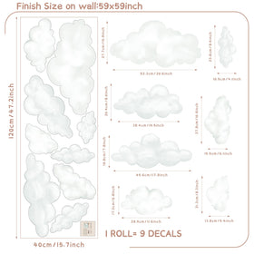 Liwo peel-and-stick cloud decals on nursery walls simplify kid-friendly decor