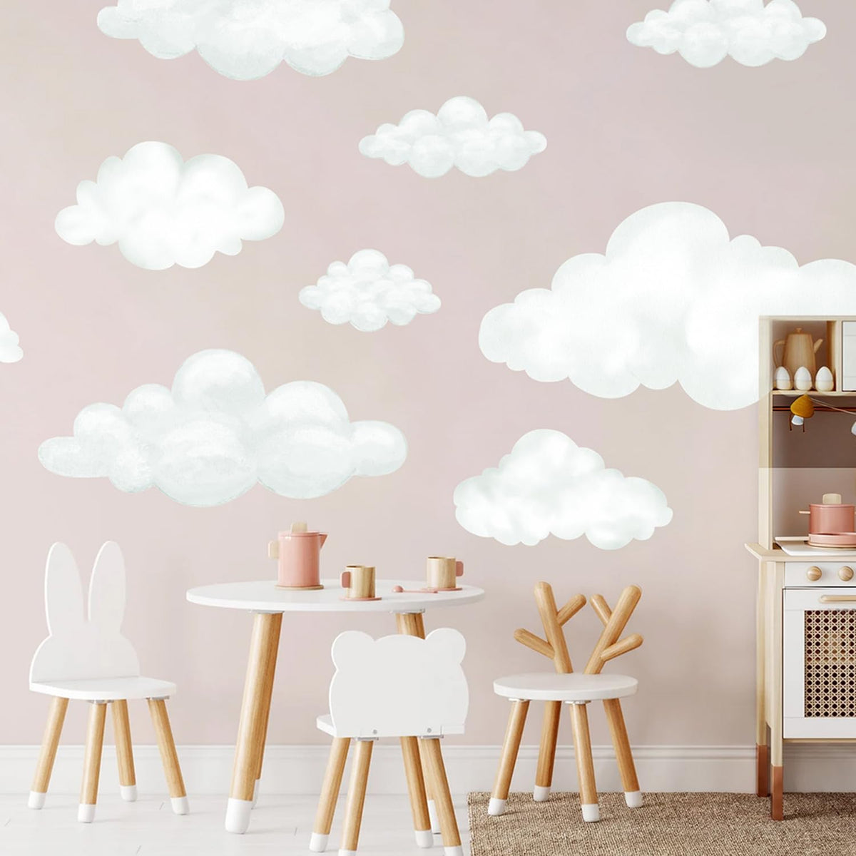 Liwo watercolor cloud wall decal for ceiling creates a dreamy atmosphere and simple repositioning