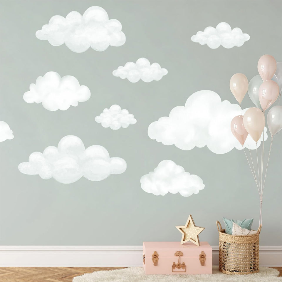 Liwo watercolor cloud wall decal adds a soft sky vibe to walls with easy removal