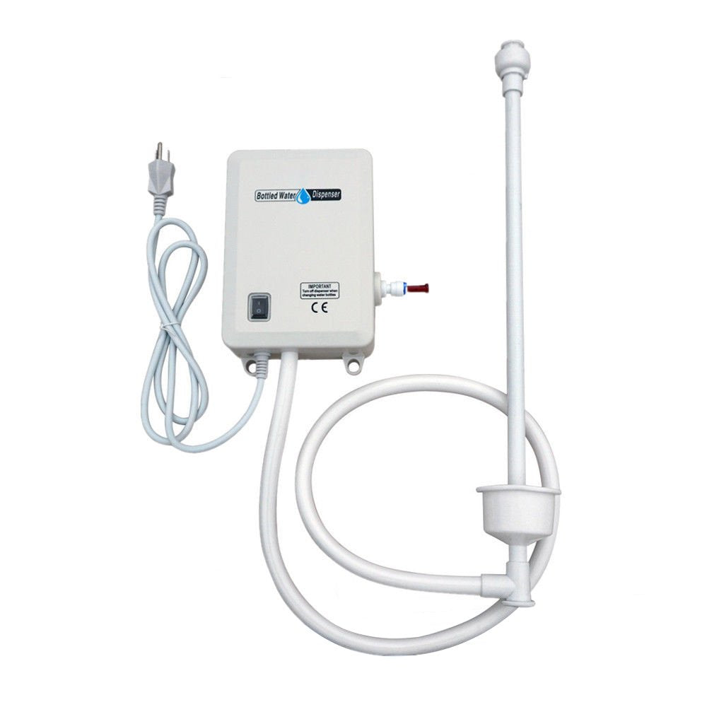 Liyuan bottled water dispenser pump side view showing compact profile for easy placement.