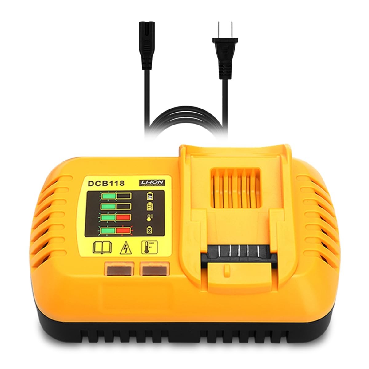 Lizone DCB118 charger front view for fast charging