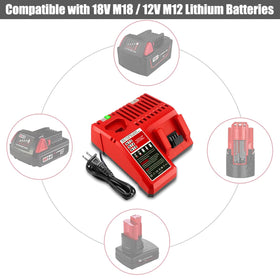 Lizone M12/M18 charger rear view highlights compact design and easy access.
