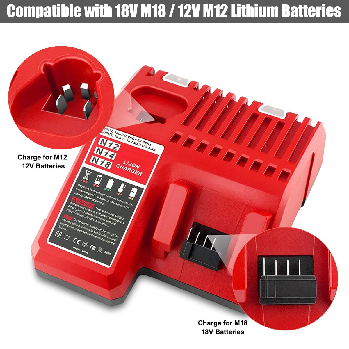 Lizone charger side view demonstrates slim footprint for tight spaces.