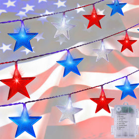 LJLNION July 4th star lights spread a patriotic glow across outdoor space