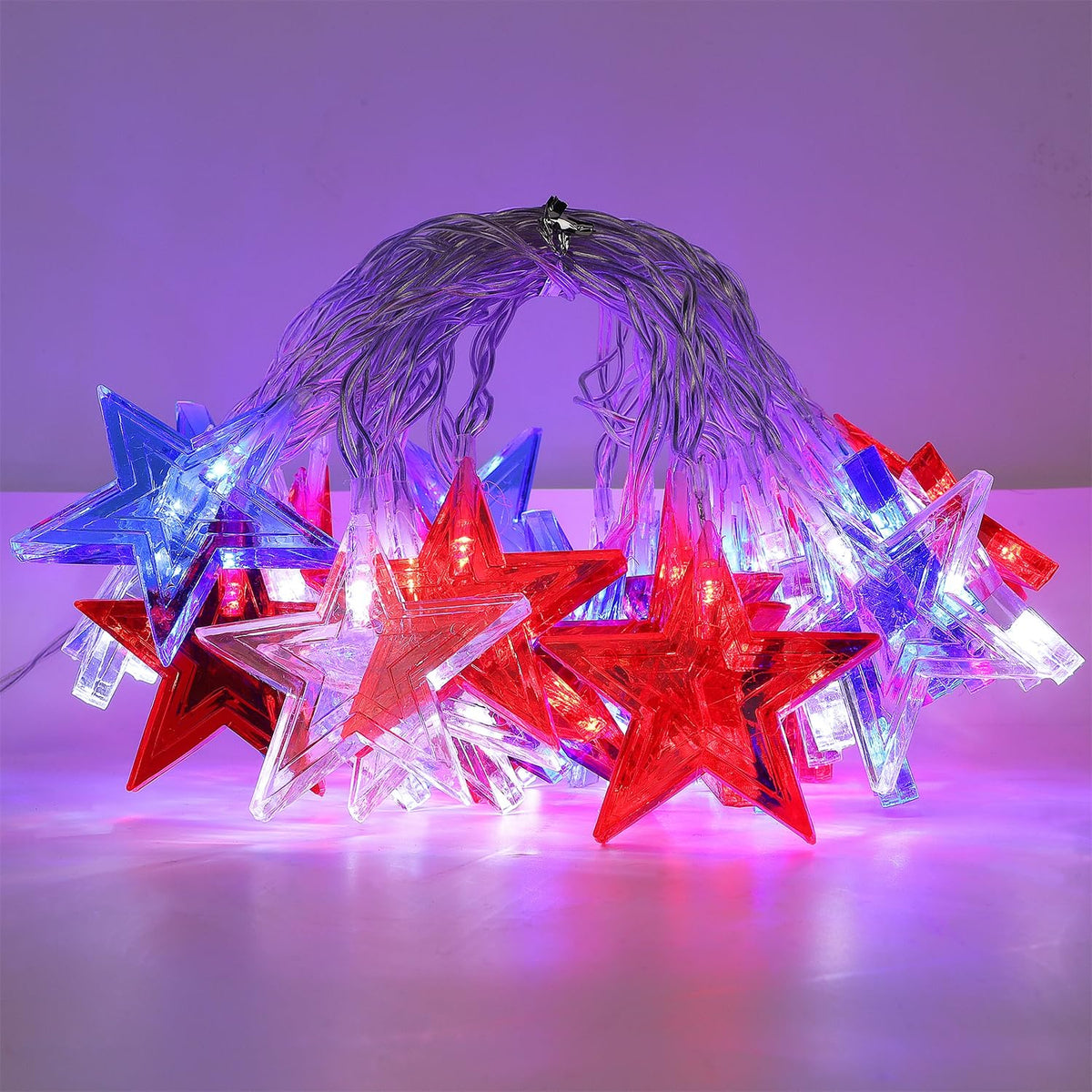 LJLNION total length of 20 feet of patriotic stars for tight spaces
