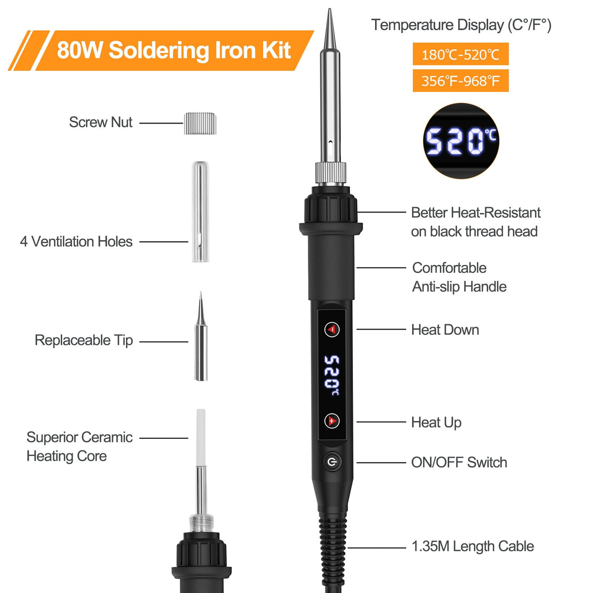 LJPXHHU adjustable temperature range 356-968°F for electronics work