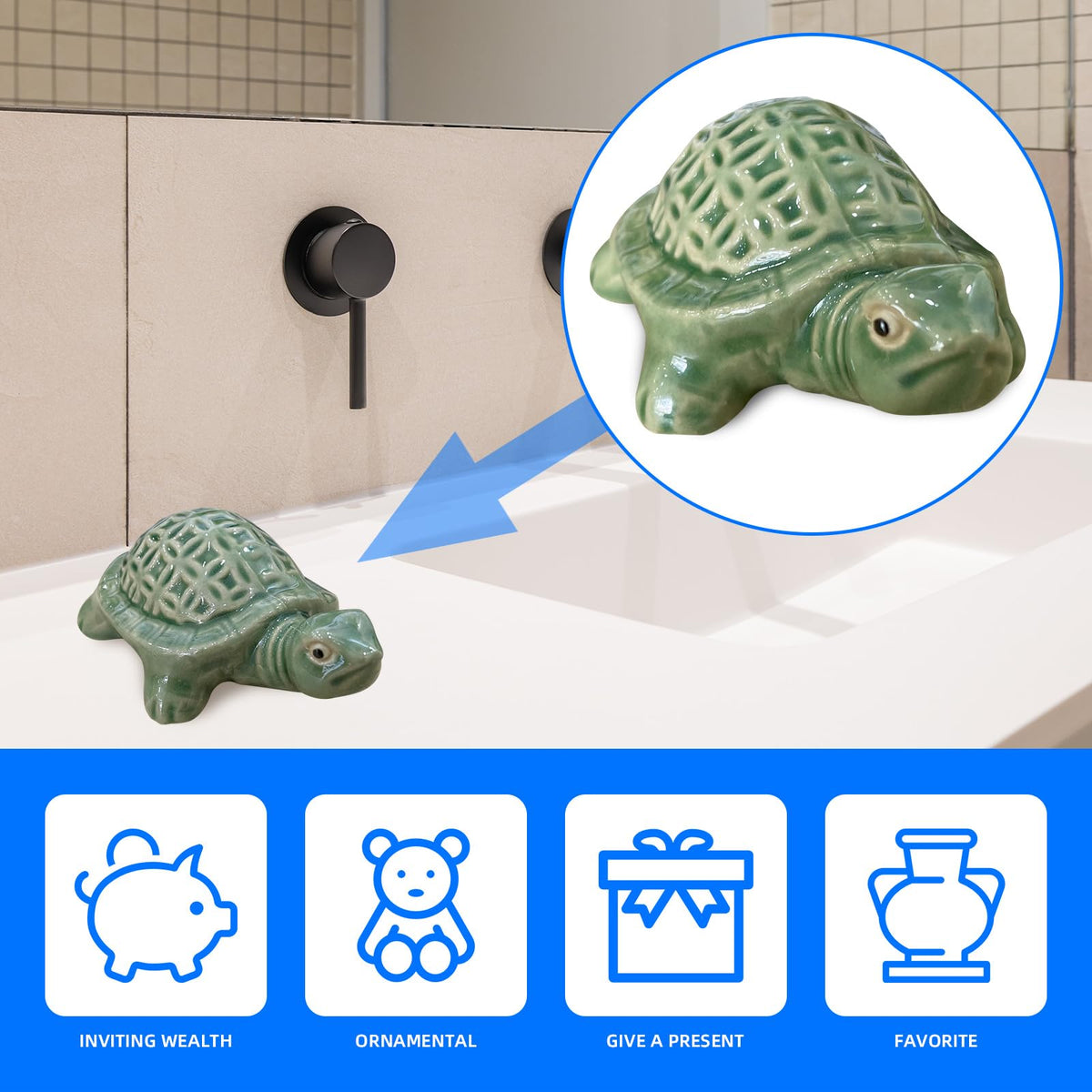 LJZP turtle toilet bolt cap close-up highlights durable ceramic design
