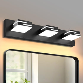 LKHF vanity light 3-light front view shows even, shadow-free grooming illumination.