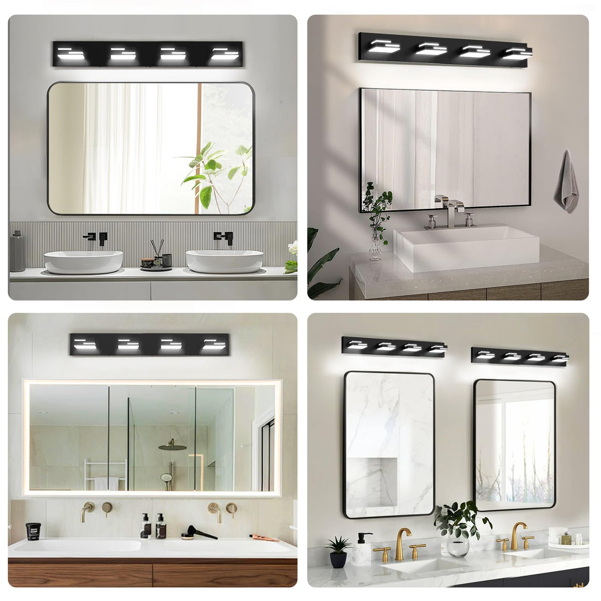 LKHF LED vanity light with 360-degree rotatable acrylic heads for precise makeup lighting