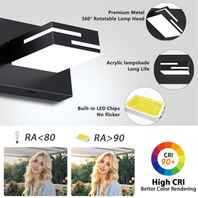 LKHF 360° swivel heads direct light for precise makeup application.