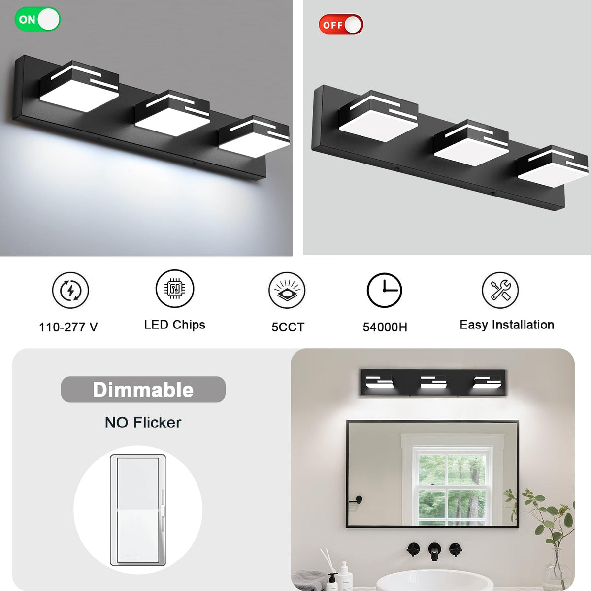 LKHF matte black finish highlights durable, moisture-resistant design.