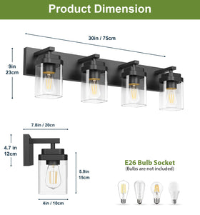 LKHF square clear glass shades provide bright, comfortable bathroom lighting