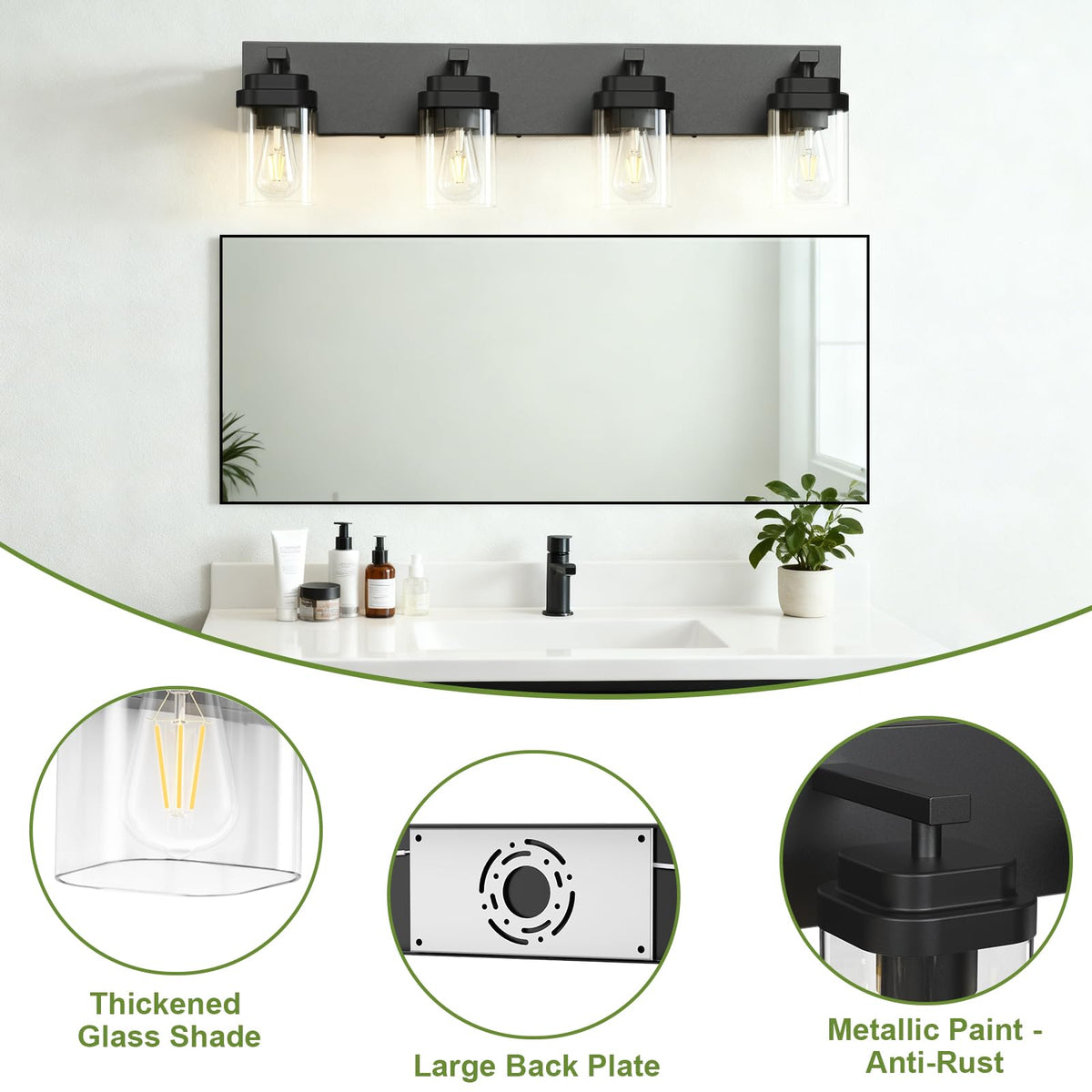 LKHF wide backplate ensures sturdy mounting and wall coverage