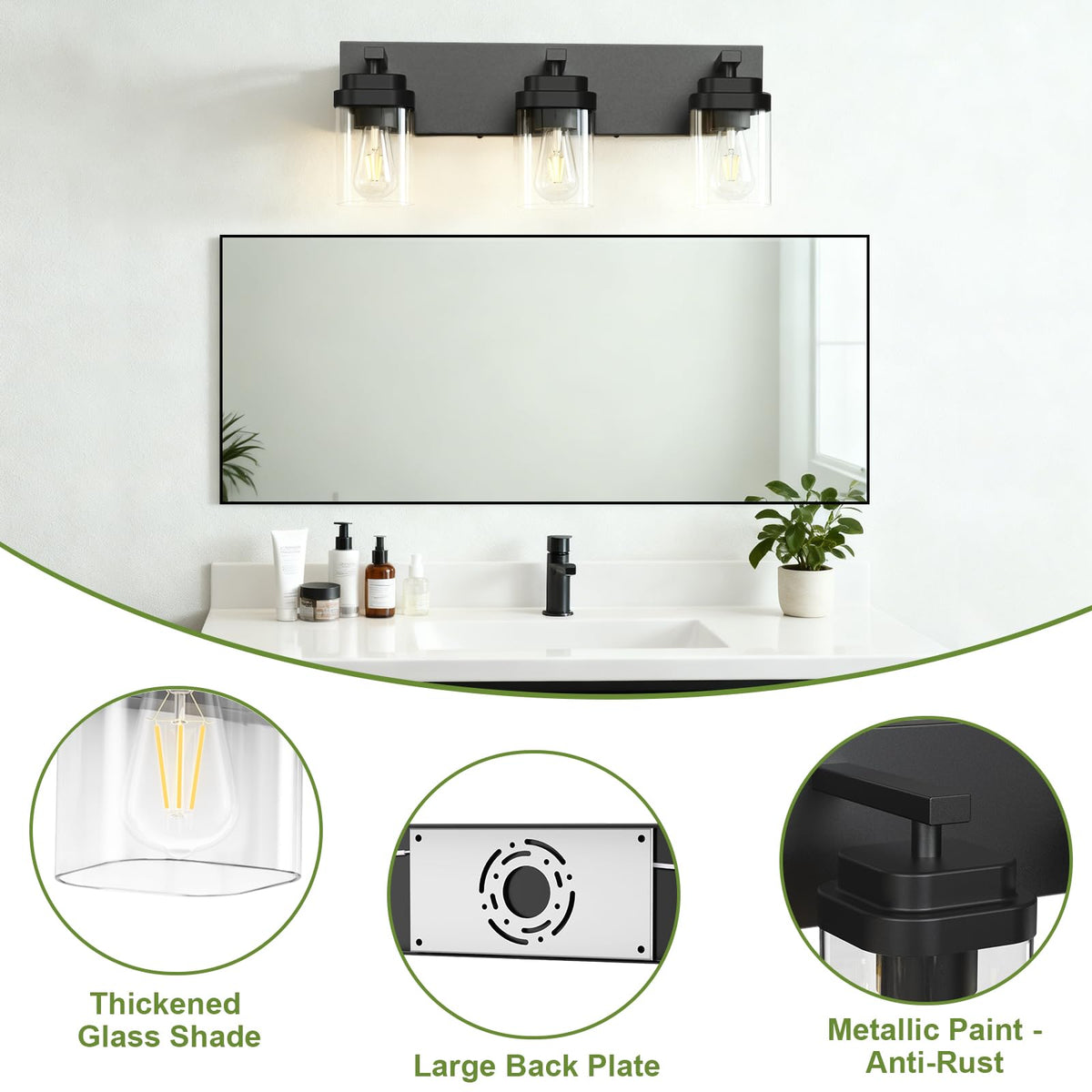 LKHF wide backplate covers marks for a refreshed, clean bathroom look.