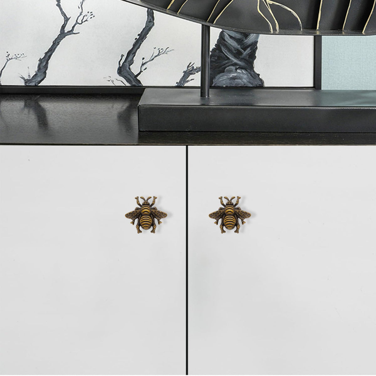 Bee design ornament on dresser for whimsical decor