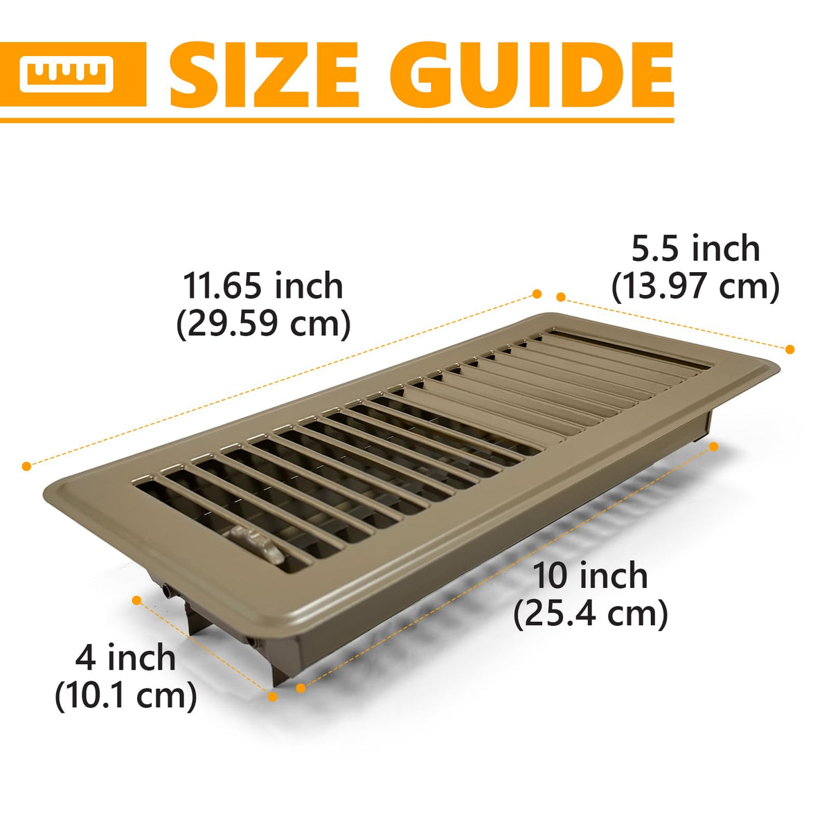 LLLFTJ brown 4x10 floor register showing easy installation and durable performance.