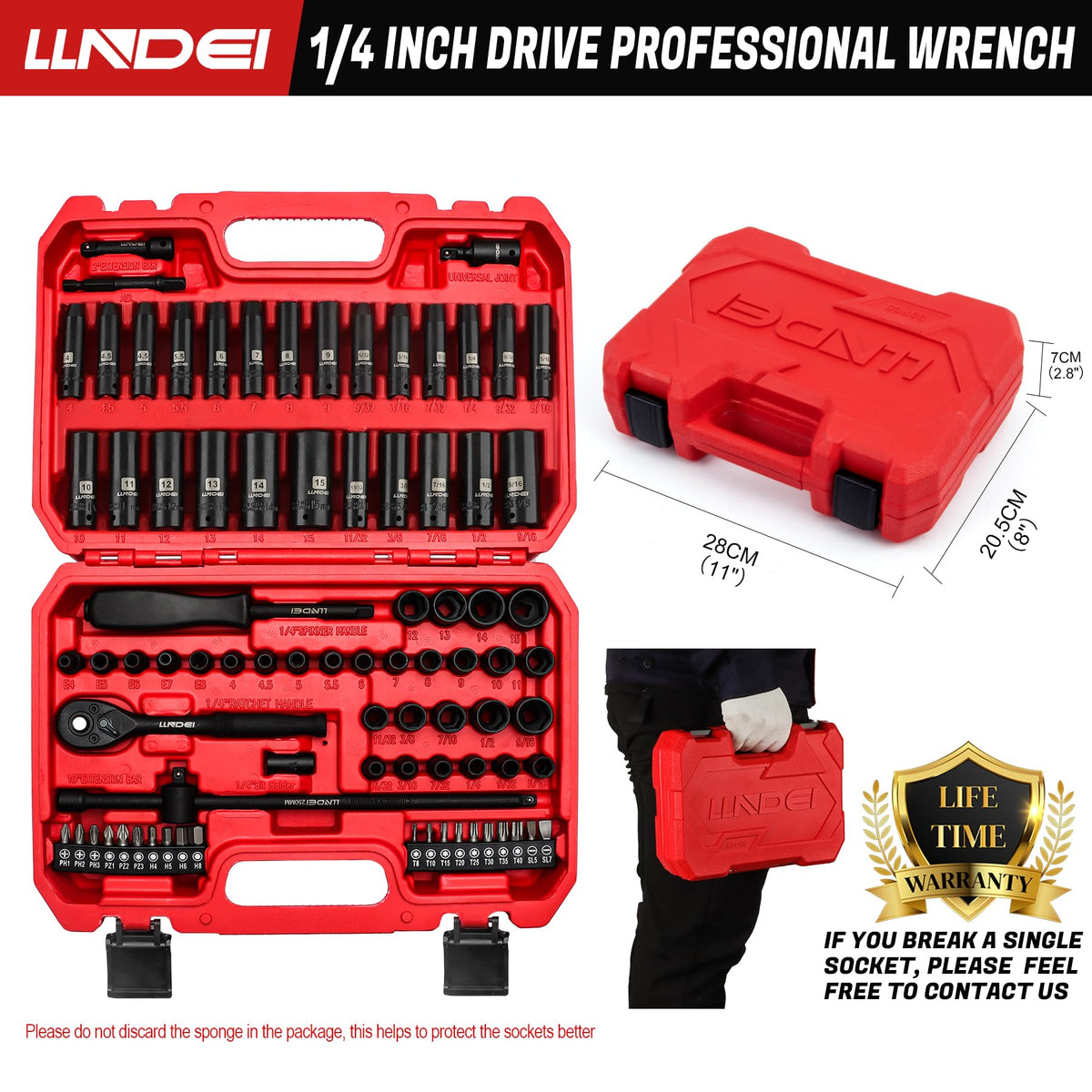 LLNDEI 6-point sockets grip fasteners firmly to prevent slipping.