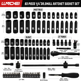 LLNDEI SAE and metric sockets arranged for versatile automotive tasks.