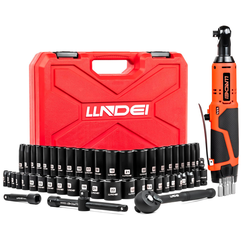LLNDEI 3/8-inch ratchet wrench with sockets in use for motorcycle maintenance