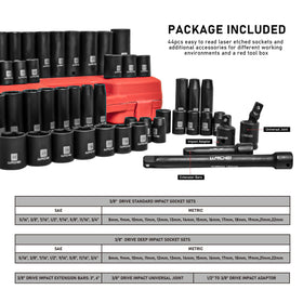LLNDEI deep sockets 8-22 mm for metric applications