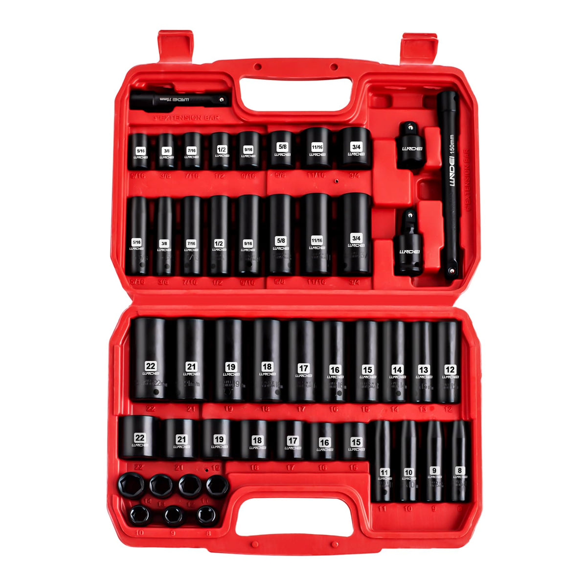 LLNDEI 3/8 inch drive socket set case for organized, portable repair projects